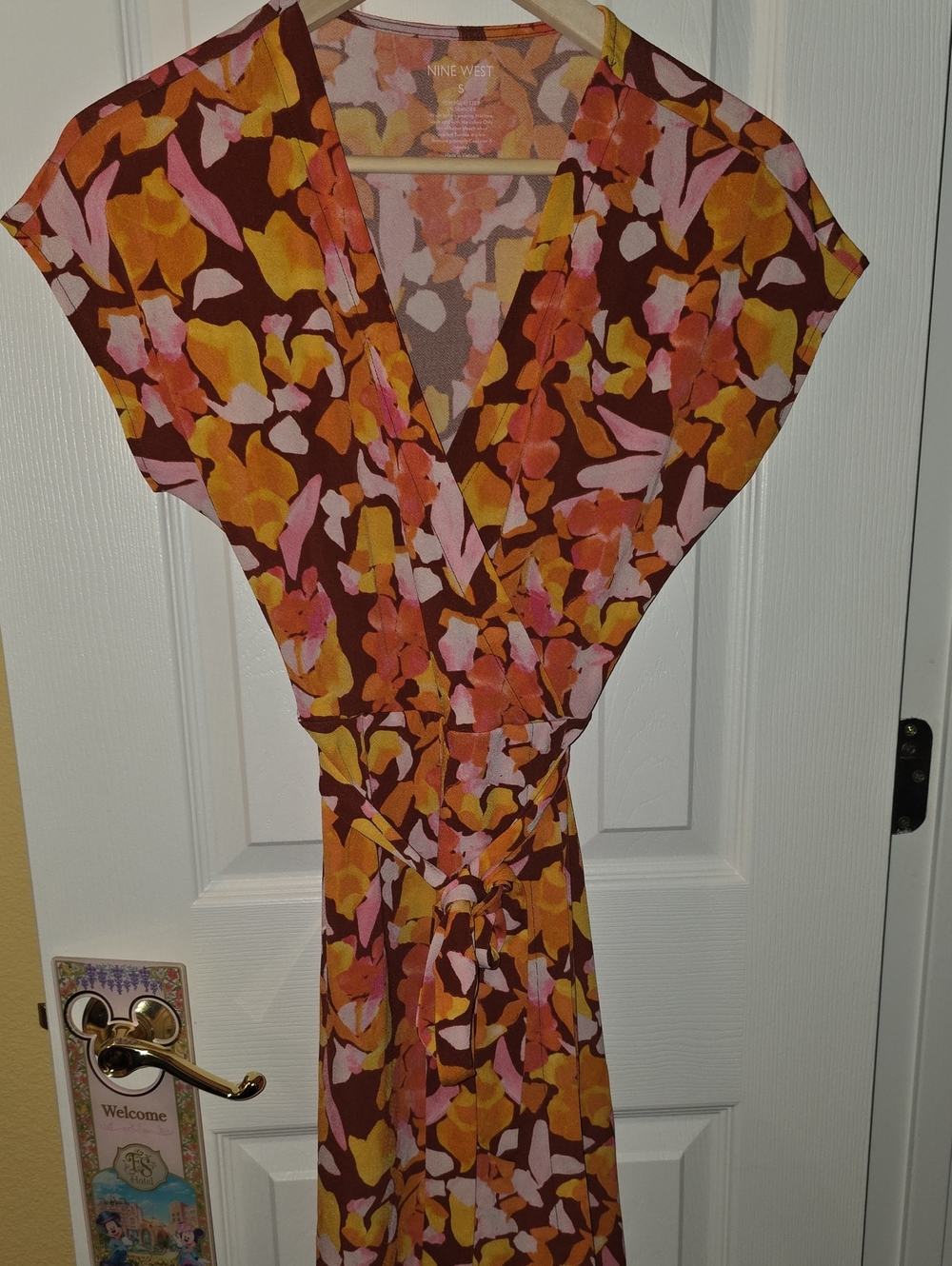Nine West Multicolor Floral Wrap Dress in Rust, Pink & Mustard